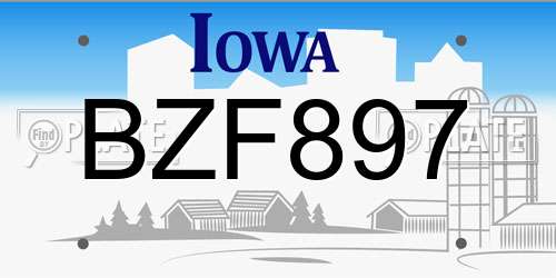 BZF897 Iowa License Plate