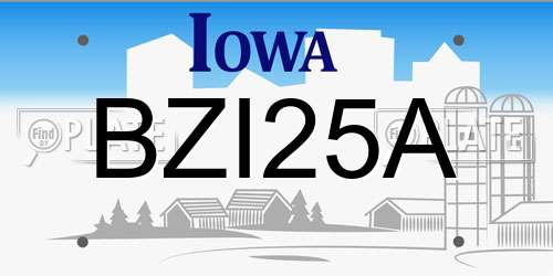 BZI25A Iowa License Plate
