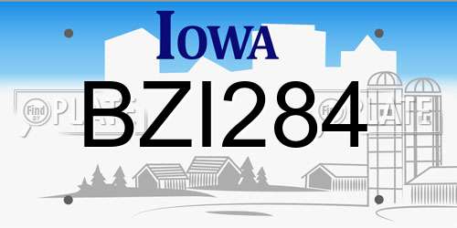 BZI284 Iowa License Plate