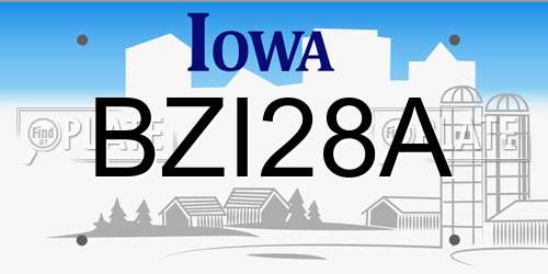 BZI28A Iowa License Plate