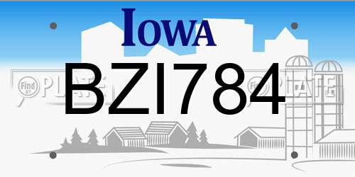 BZI784 Iowa License Plate