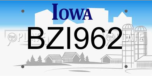 BZI962 Iowa License Plate