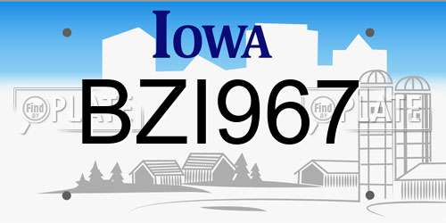 BZI967 Iowa License Plate
