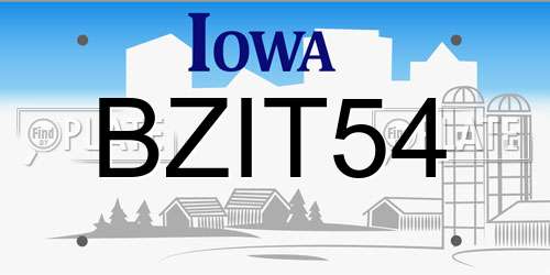 BZIT54 Iowa License Plate