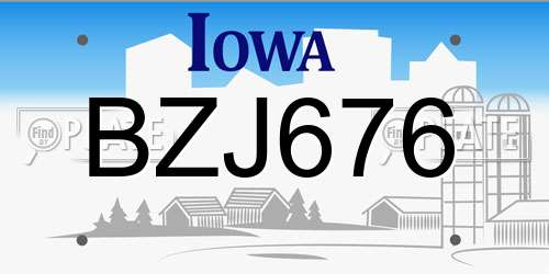 BZJ676 Iowa License Plate