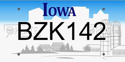 BZK142 Iowa License Plate