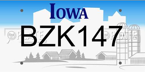 BZK147 Iowa License Plate