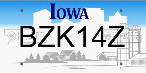 BZK14Z Iowa License Plate