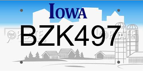 BZK497 Iowa License Plate