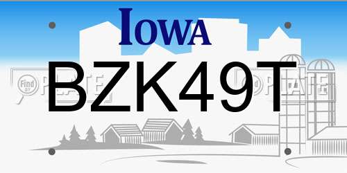 BZK49T Iowa License Plate