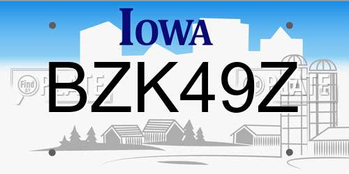 BZK49Z Iowa License Plate