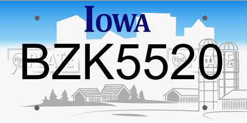 BZK5520 Iowa License Plate
