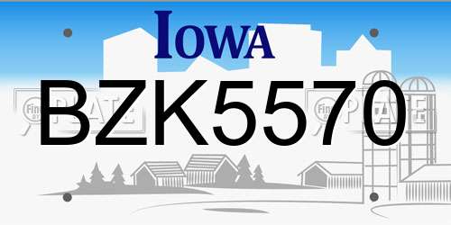 BZK5570 Iowa License Plate