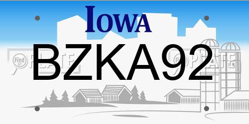 BZKA92 Iowa License Plate