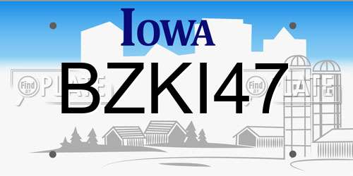BZKI47 Iowa License Plate