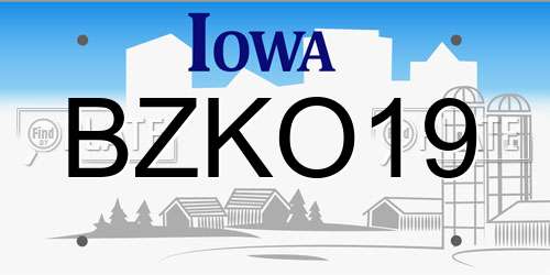 BZKO19 Iowa License Plate