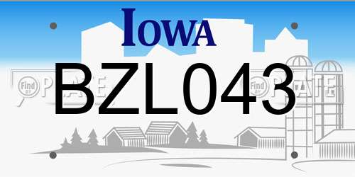 BZL043 Iowa License Plate