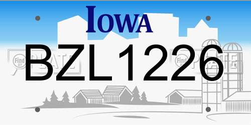 BZL1226 Iowa License Plate