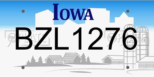 BZL1276 Iowa License Plate