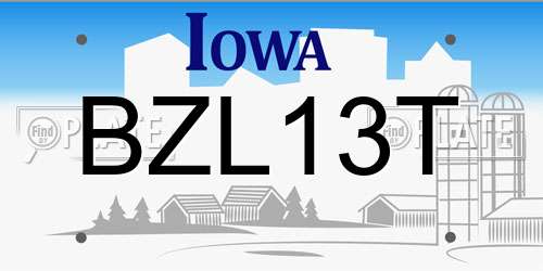 BZL13T Iowa License Plate