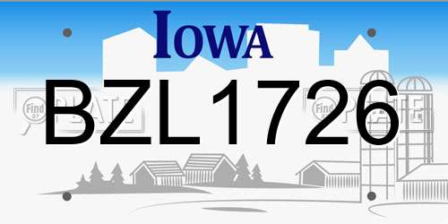 BZL1726 Iowa License Plate
