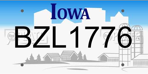 BZL1776 Iowa License Plate