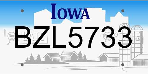 BZL5733 Iowa License Plate