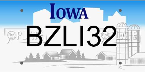 BZLI32 Iowa License Plate