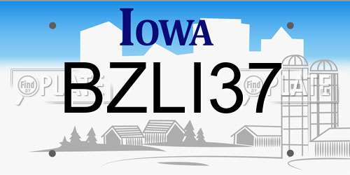 BZLI37 Iowa License Plate
