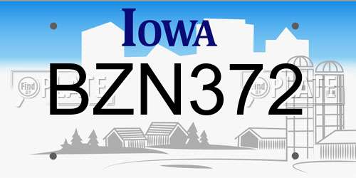BZN372 Iowa License Plate