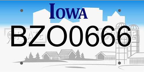BZO0666 Iowa License Plate