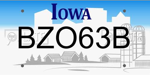 BZO63B Iowa License Plate