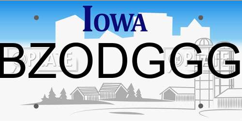 BZODGGG Iowa License Plate