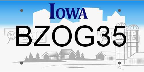 BZOG35 Iowa License Plate