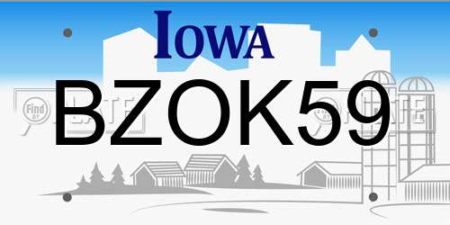 BZOK59 Iowa License Plate