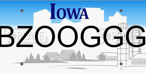 BZOOGGG Iowa License Plate