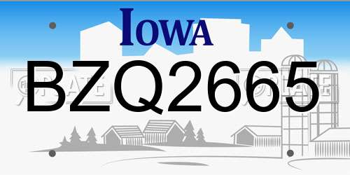 BZQ2665 Iowa License Plate