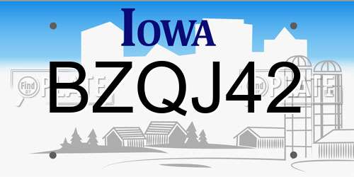 BZQJ42 Iowa License Plate