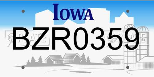 BZR0359 Iowa License Plate