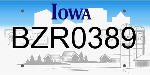 BZR0389 Iowa License Plate