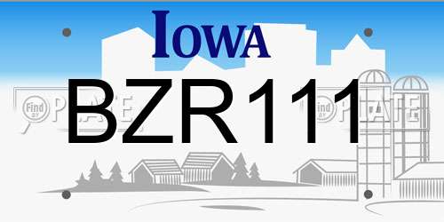 BZR111 Iowa License Plate