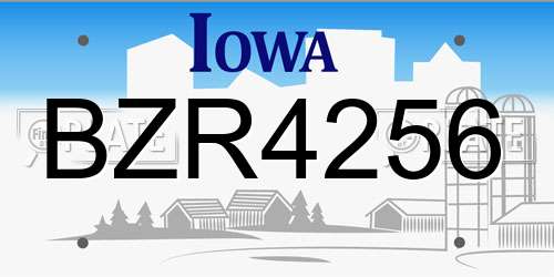 BZR4256 Iowa License Plate