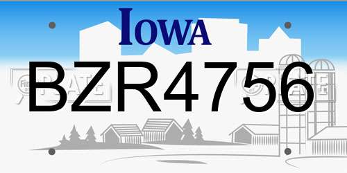 BZR4756 Iowa License Plate