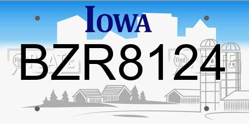 BZR8124 Iowa License Plate
