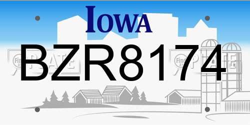 BZR8174 Iowa License Plate