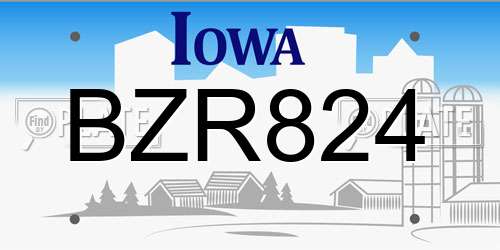 BZR824 Iowa License Plate