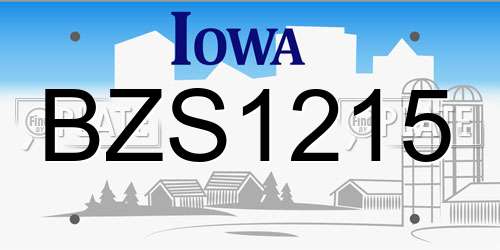 BZS1215 Iowa License Plate