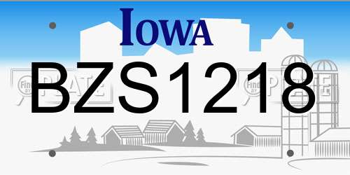 BZS1218 Iowa License Plate
