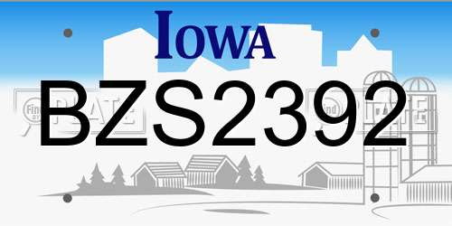 BZS2392 Iowa License Plate