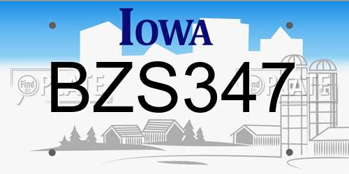 BZS347 Iowa License Plate